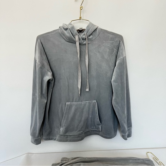 Loft Set Gray Velour Hoodie and Joggers Pants Size XS Loose Fit Loungewear - Picture 9 of 10